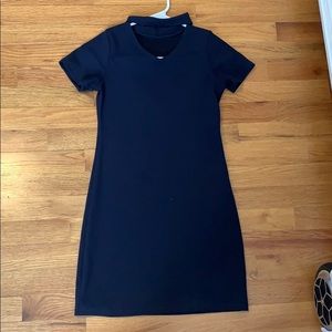 Girls Navy Blue mini t-shirt dress with collar